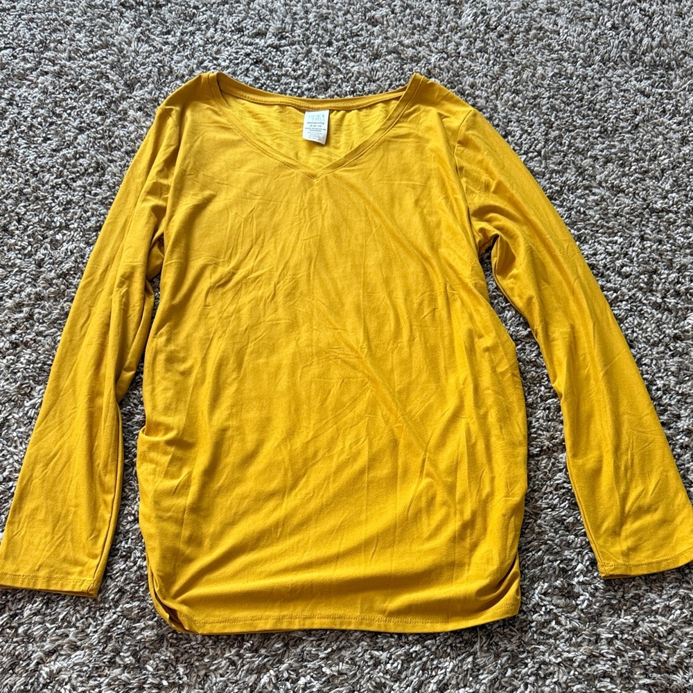 Women's Yellow Maternity Long Sleeve Shirt